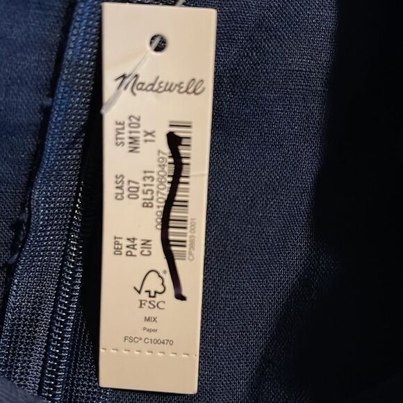 Madewell NWT Linen Blend Cutaway Tank Mini Dress Size 1X in Classic Indigo - Picture 7 of 7